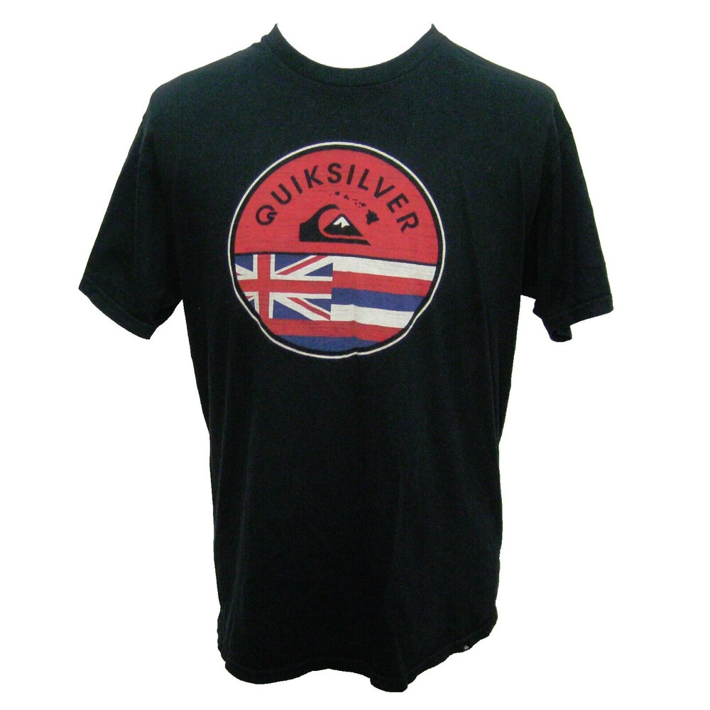 QUIKSILVER Men's (Size Large) Black Short Sleeve Graphic T-Shirt Union Jack Logo